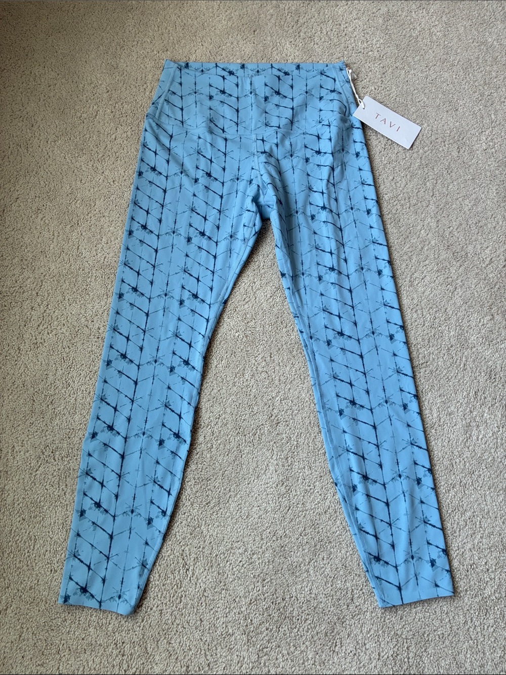 New TAVI Light Blue Tie-Dye Leggings size XL high waisted 7/8